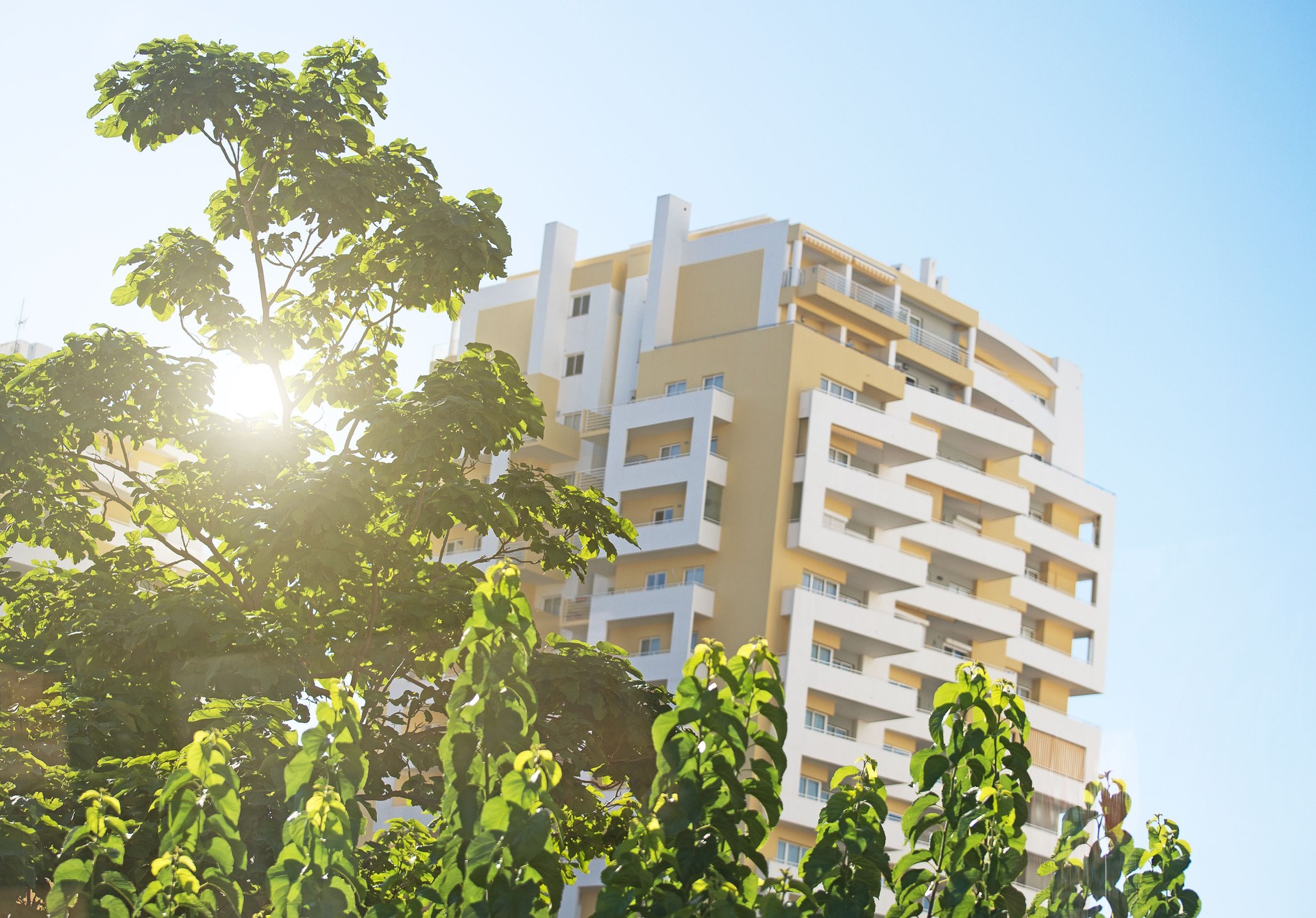 Apartment building in Portimao city, Portugal.